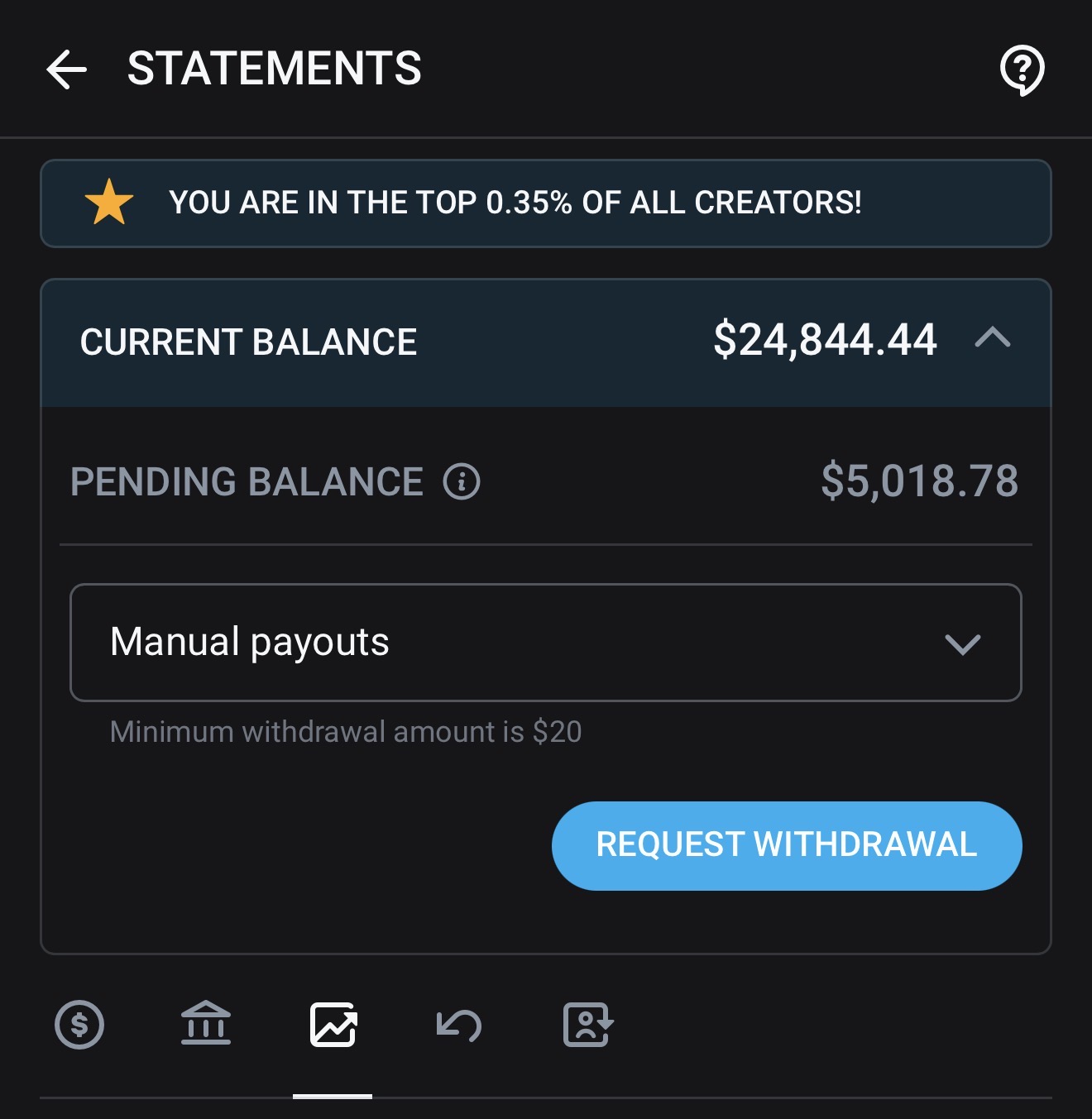 Model earnings screenshot 3